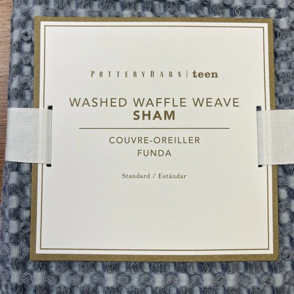 Pottery Barn Teen Washed Waffle Weave Standard Pillow Sham in‎ Flint Stone NEW